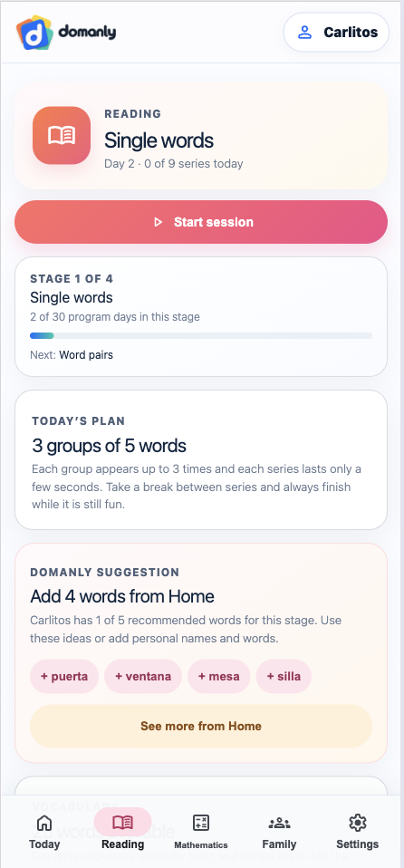 Real Domanly Reading screen