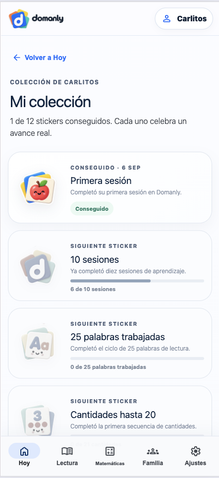 Progreso y logros en Domanly