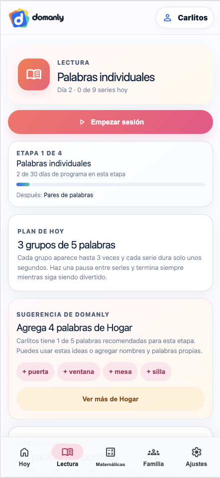 Pantalla real de Lectura en Domanly